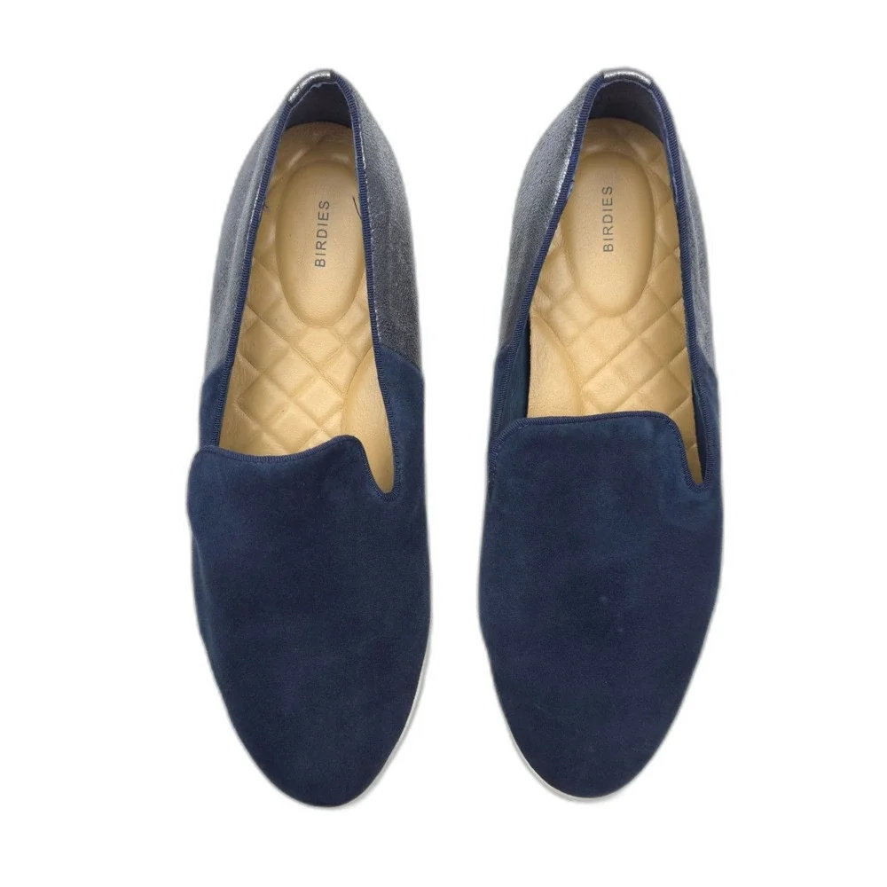 BIRDIES Slip-On Sneaker Night Sky Suede Metallic Sparkle Navy Casual Preppy Boho